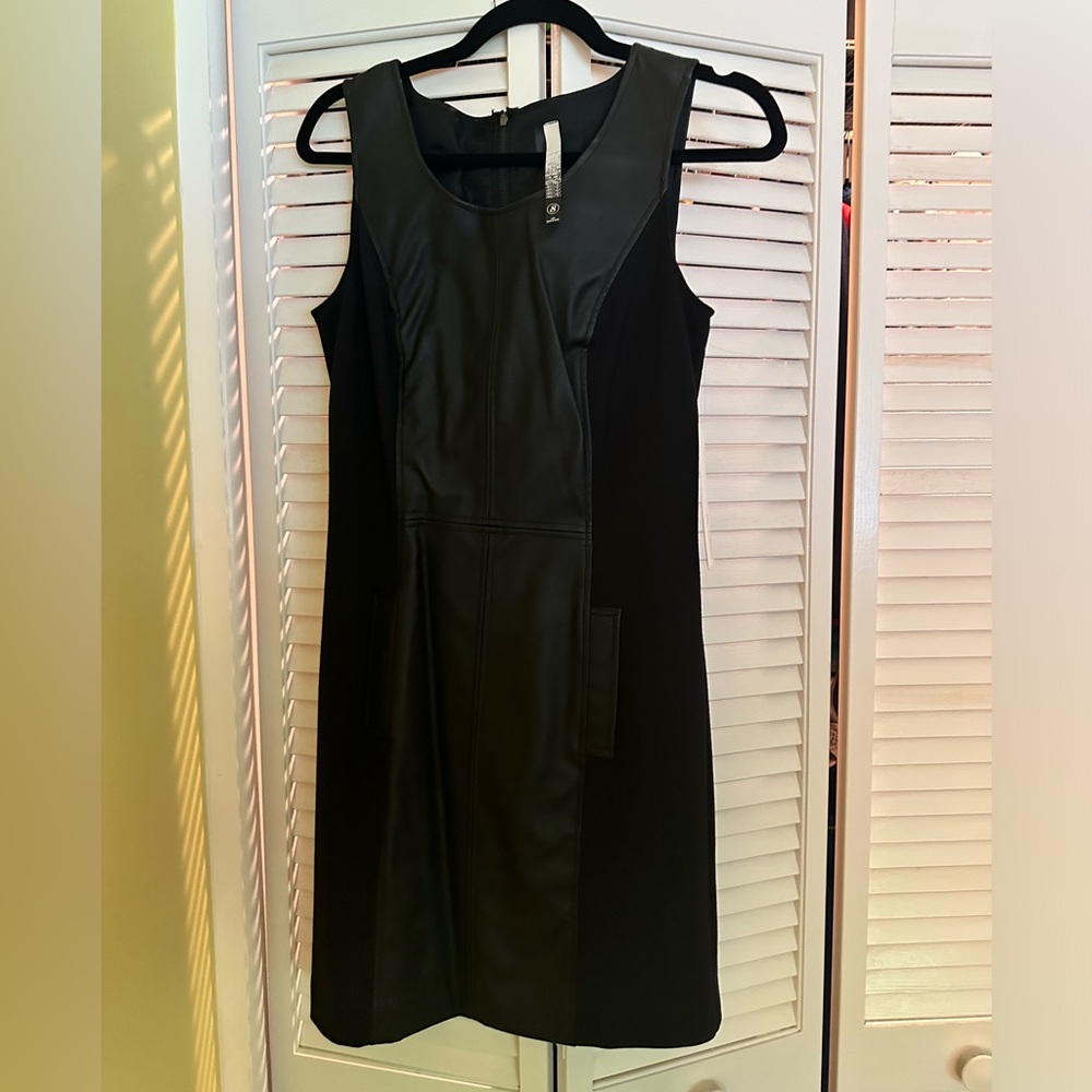 Black imitation leather dress
